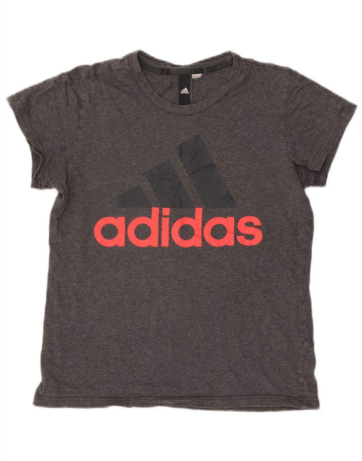 Adidas Dame Grafisk T-Shirt Top UK 10 Lille Grå