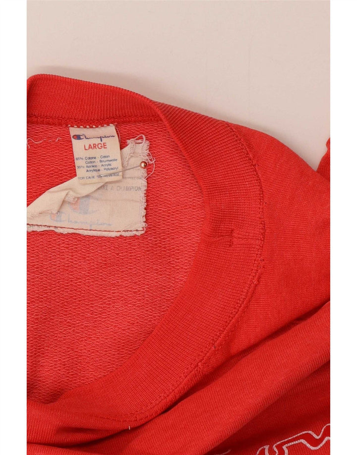 Champion Herre Grafisk Kortærmet Sweatshirt Jumper Stor Rød Bomuld