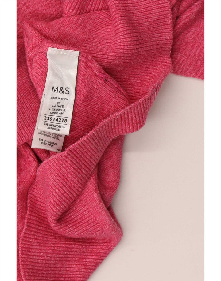 Marks & Spencer Dame Polo Neck Jumper Sweater UK 16 Large Pink Polyester