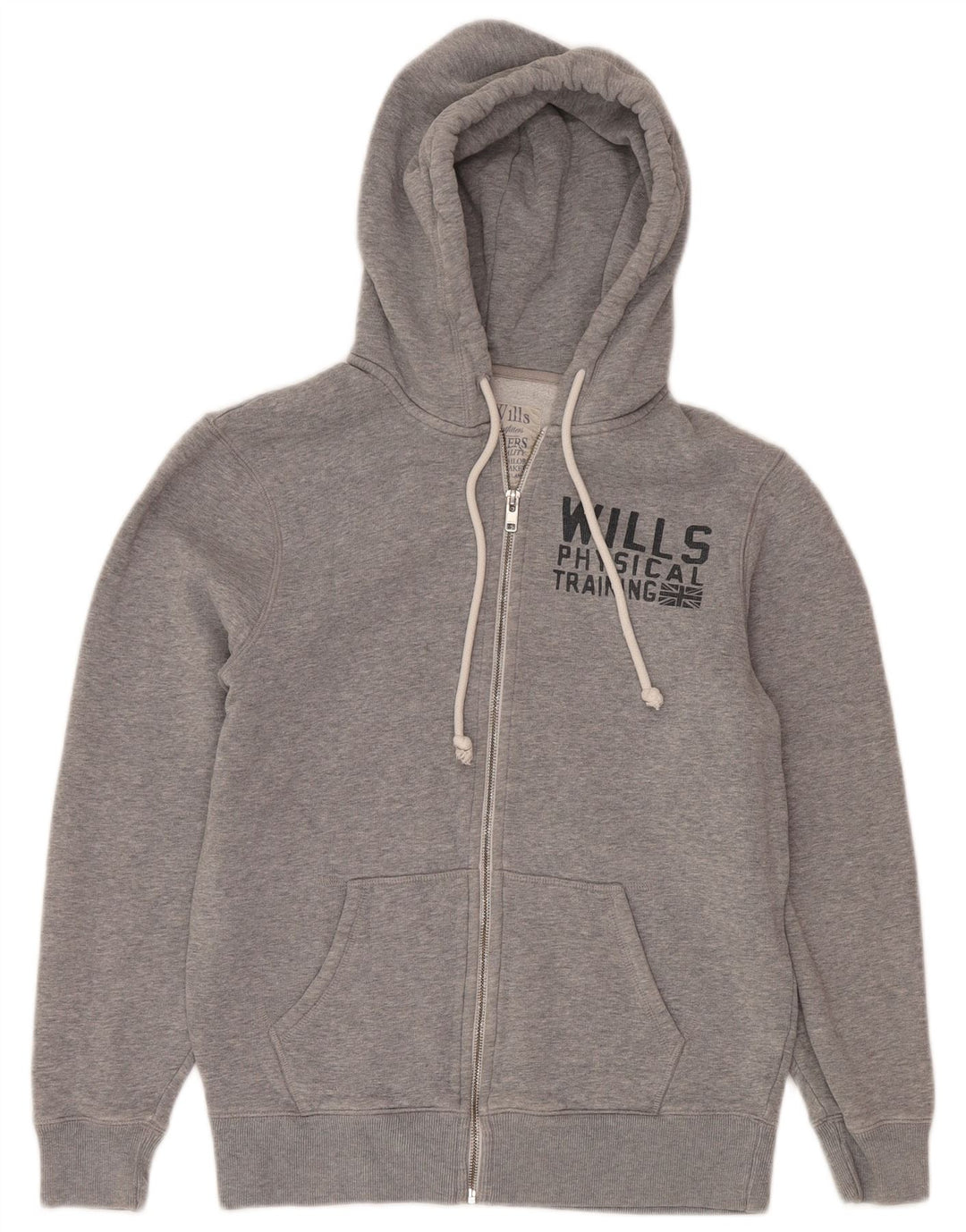 Jack Wills Herre grafisk hættetrøje med lynlås mellemgrå bomuld
