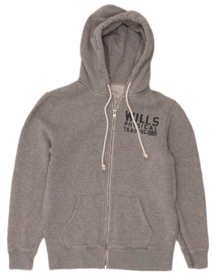 Jack Wills Herre grafisk hættetrøje med lynlås mellemgrå bomuld
