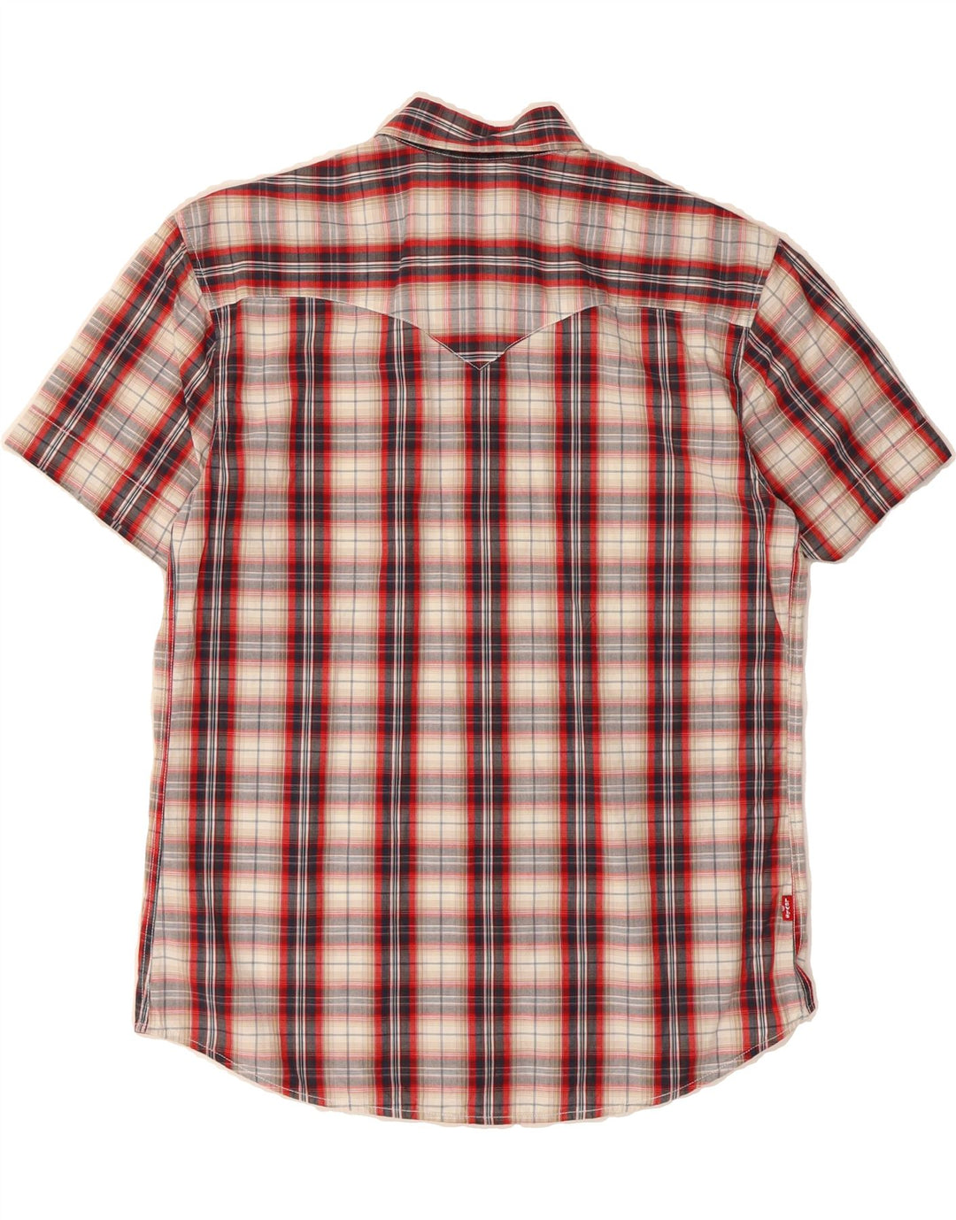 LEVI'S Mens Classic Fit Short Sleeve Shirt Medium Red Check Cotton Vintage Levi's and Second-Hand Levi's from Messina Hembry 