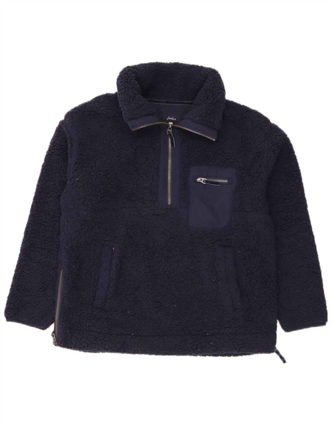 Joules Fleece Jumper med lynlås til kvinder UK 14 Large Navy Blue Polyester