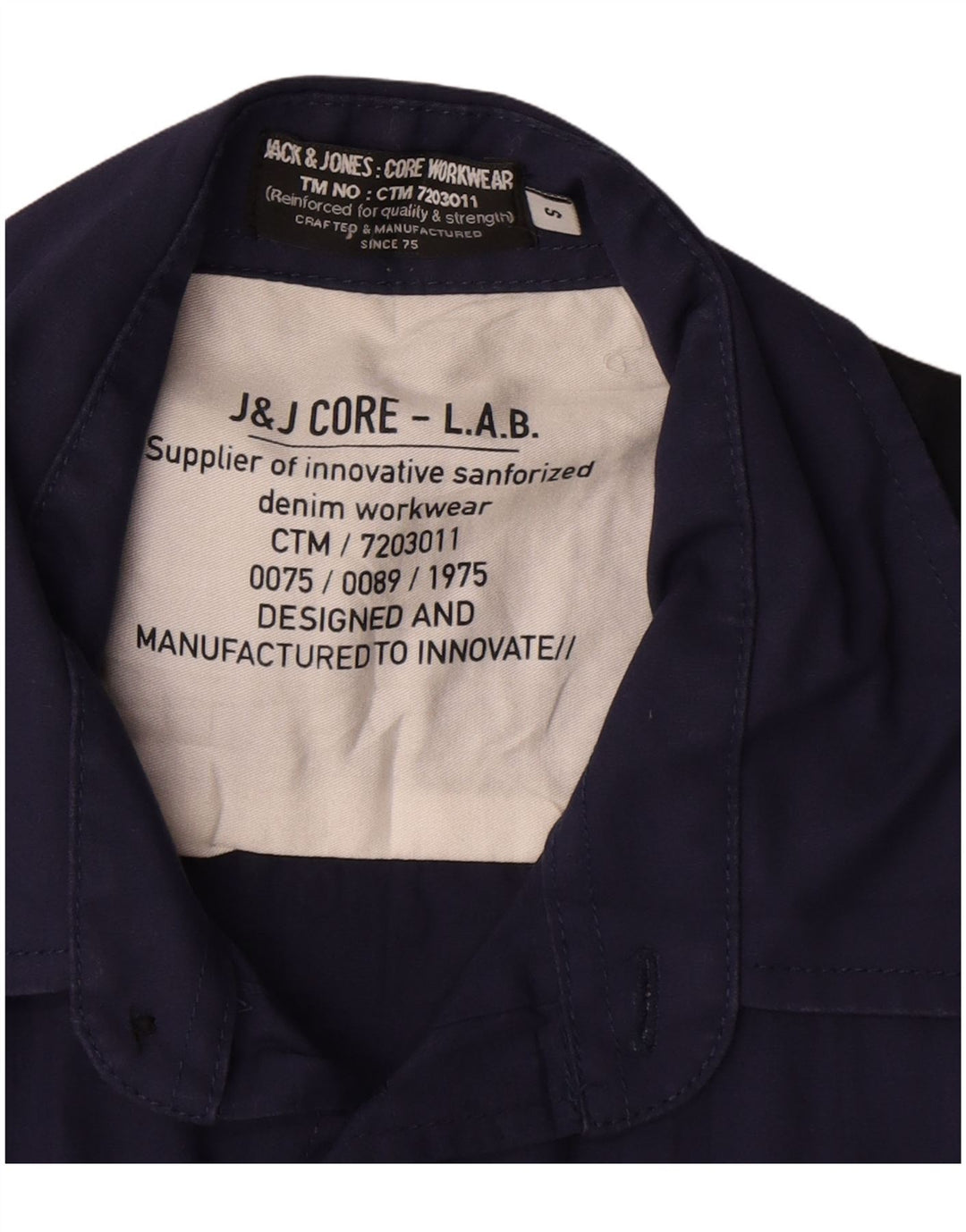 Jack & Jones Herre grafisk kortærmet skjorte lille marineblå farveblok
