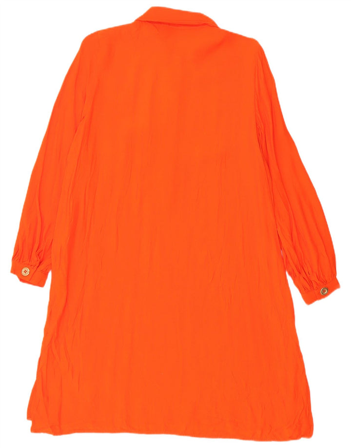 Zara Dame Pullover Shirt Dress UK 10 Small Orange Viscose