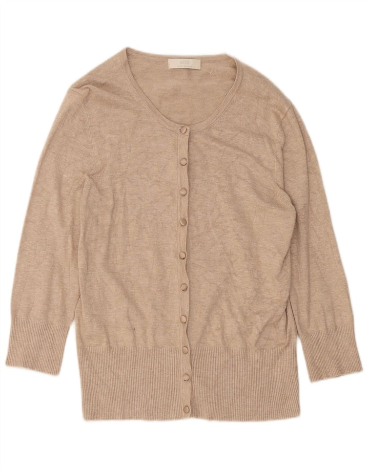 Marks & Spencer dame cardigan sweater med 3/4 ærmer UK 12 Medium Beige