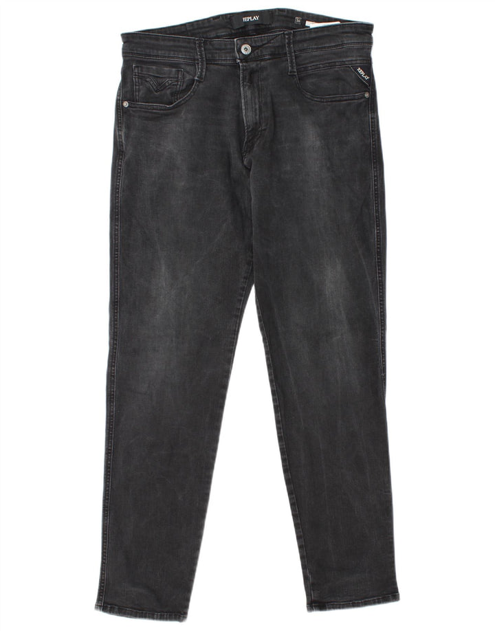 REPLAY Dame Anbass Slim Jeans W34 L30 Grå Bomuld