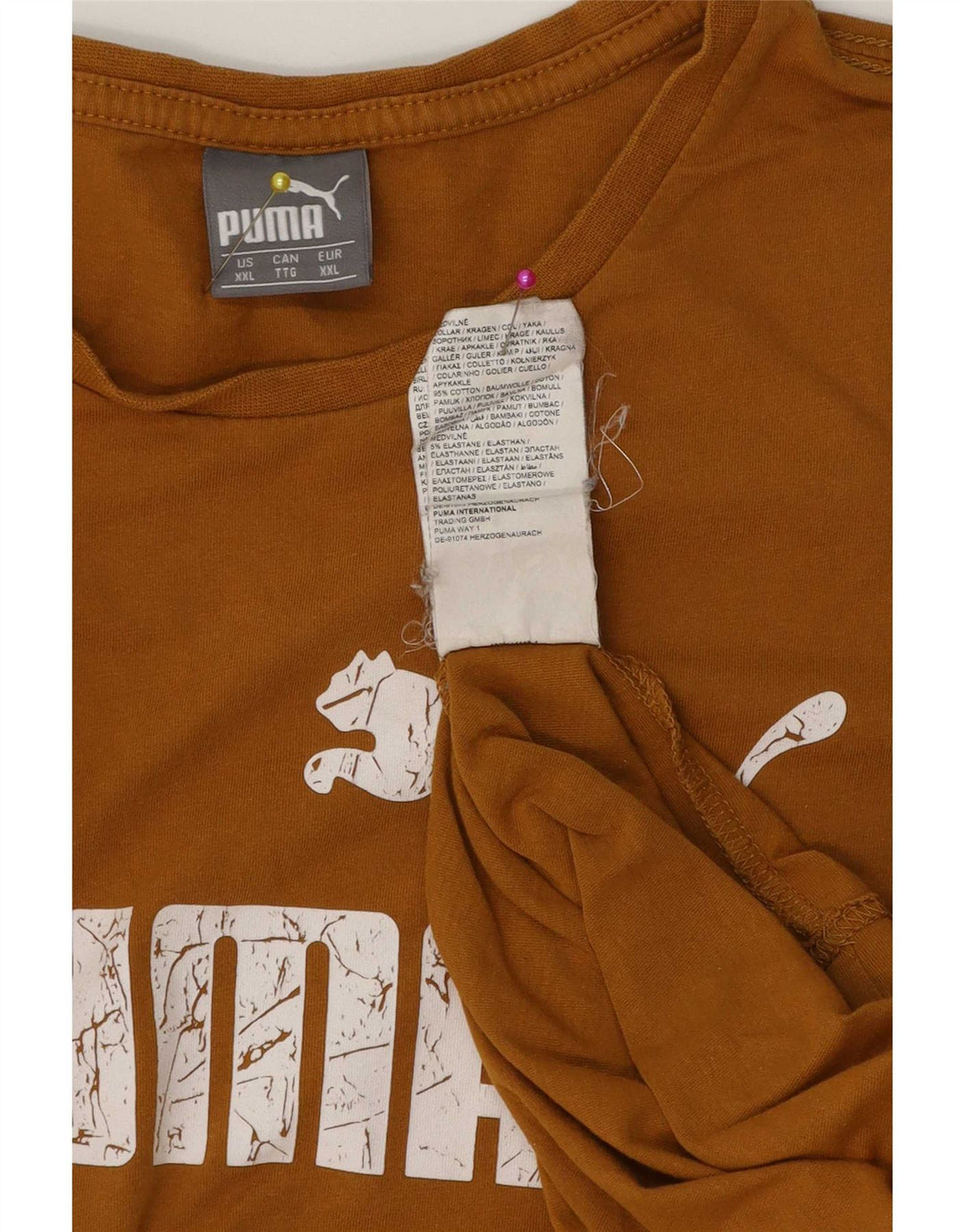 Puma Herre grafisk T-shirt top 2XL brun bomuld
