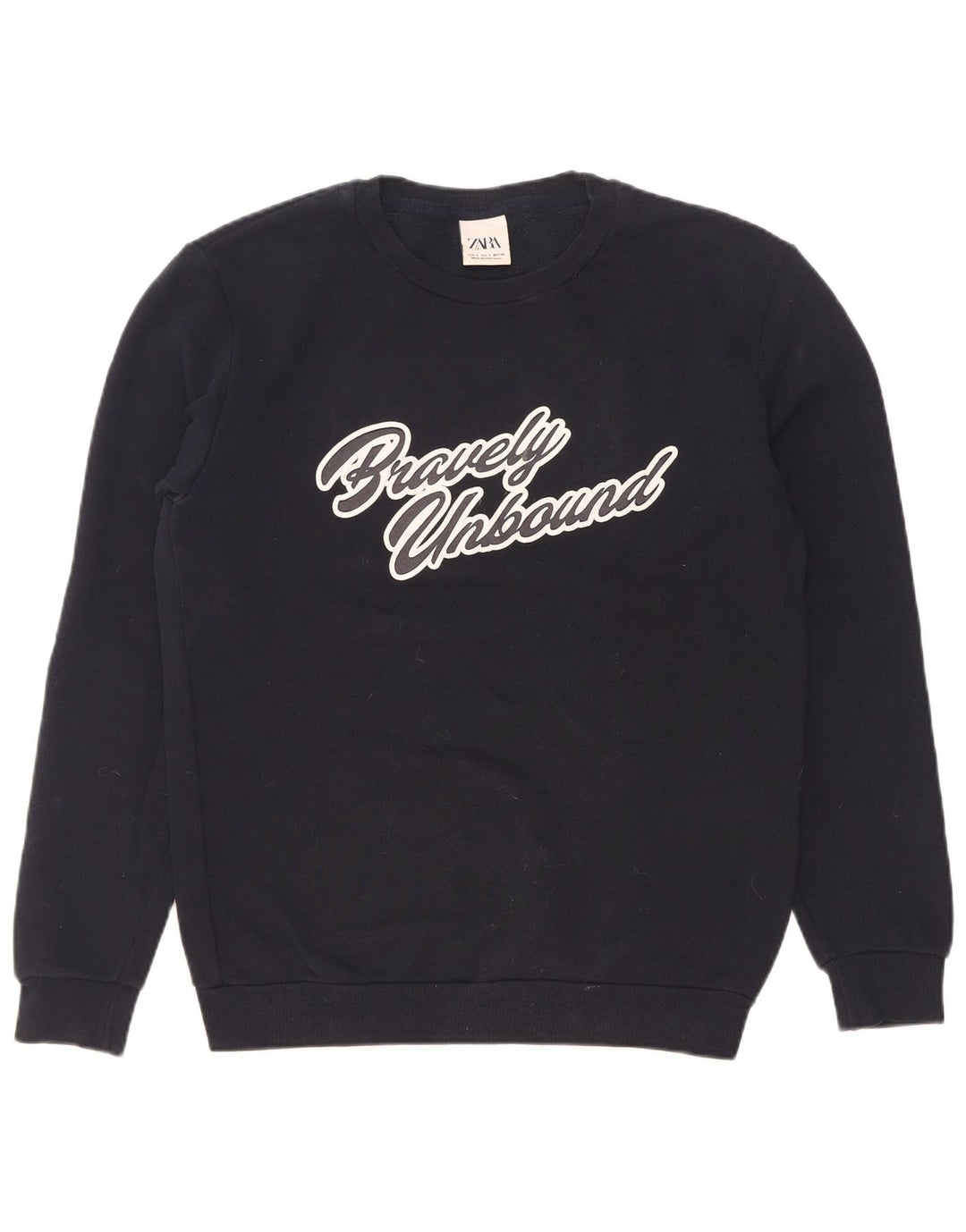 Zara Herre Grafisk Sweatshirt Jumper lille marineblå bomuld