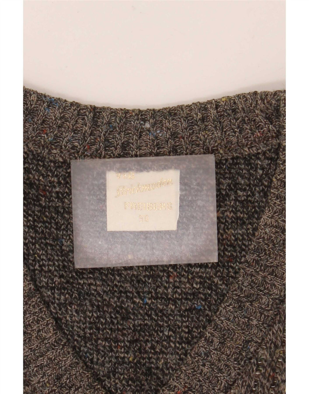 Strickmoden Herre V-hals sweater IT 50 Medium Grå Geometrisk