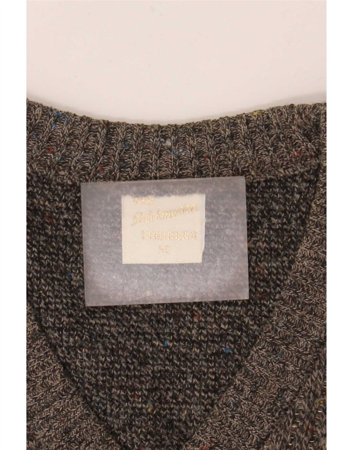 Strickmoden Herre V-hals sweater IT 50 Medium Grå Geometrisk