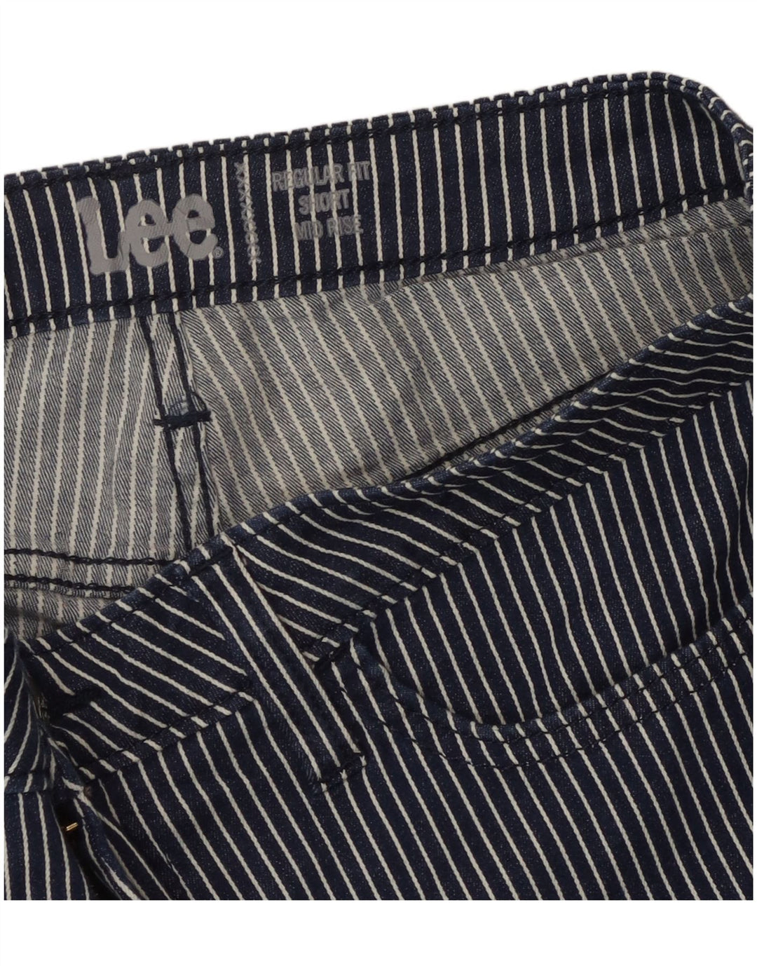 Lee Dame Mid Rise Regular Fit Casual Shorts W34 Large Navy Blue stribet