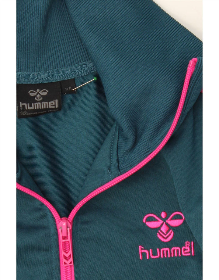 HUMMEL Womens Graphic Tracksuit Top Jacket UK 6 XS Blue Vintage Hummel and Second-Hand Hummel from Messina Hembry 