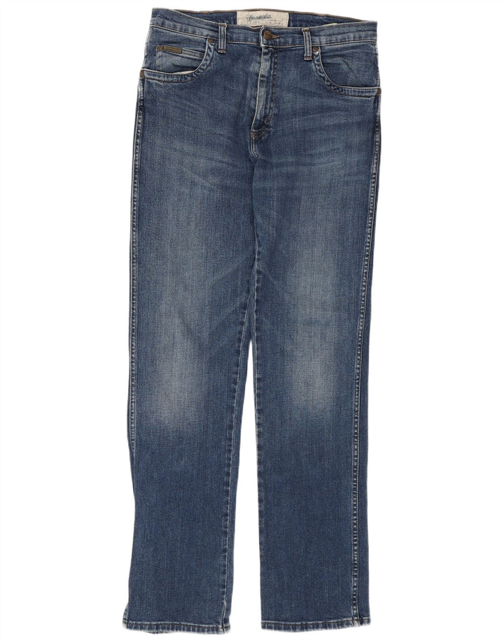 WRANGLER Straight jeans til mænd W32 L33 blå bomuld