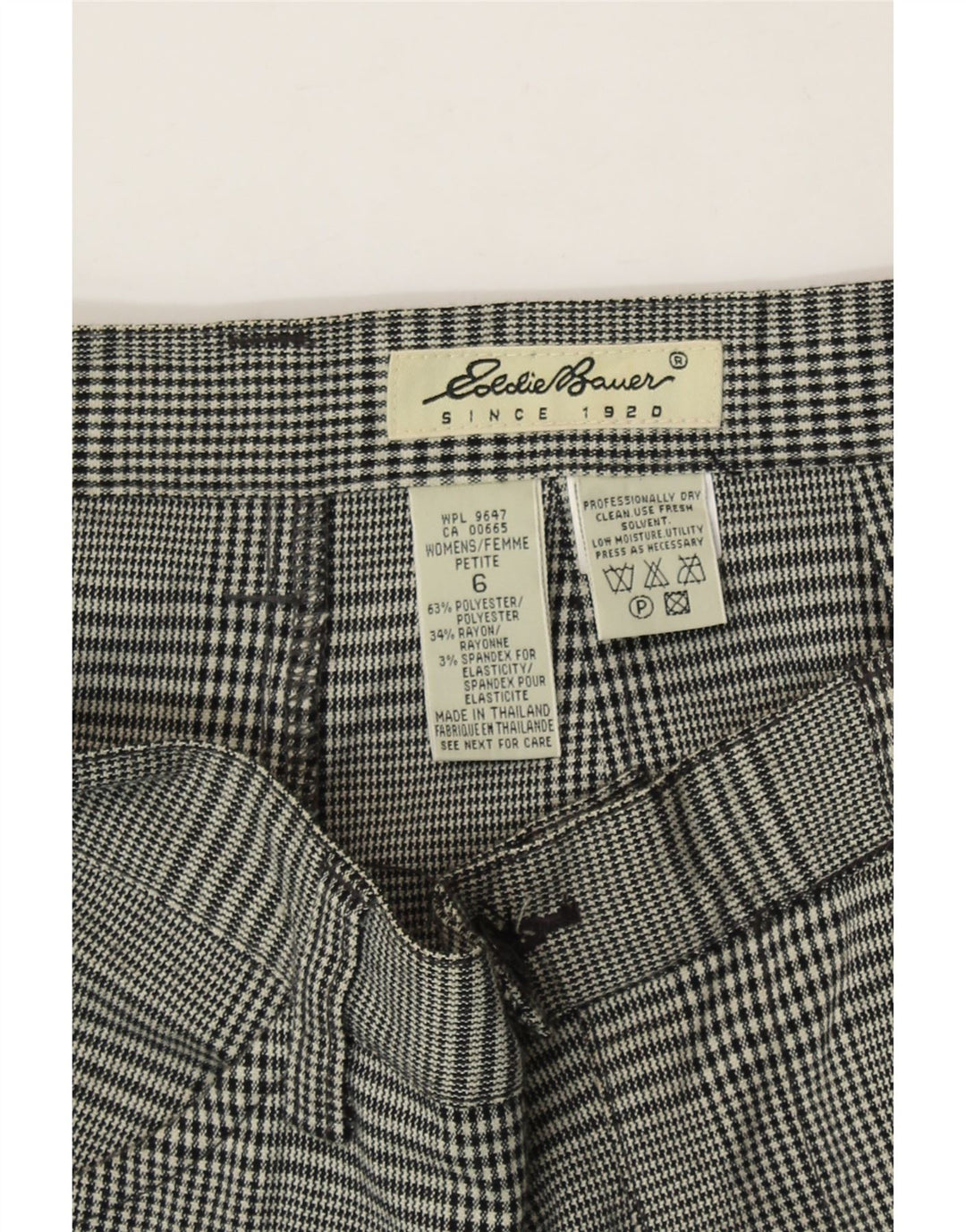 EDDIE BAUER Womens Casual Trousers US 6 Medium W26 L27 Grey Houndstooth Vintage Eddie Bauer and Second-Hand Eddie Bauer from Messina Hembry 