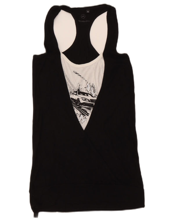 Mercedes-Benz Dame Grafisk Vest Top UK 10 Small Black Colourblock Viscose