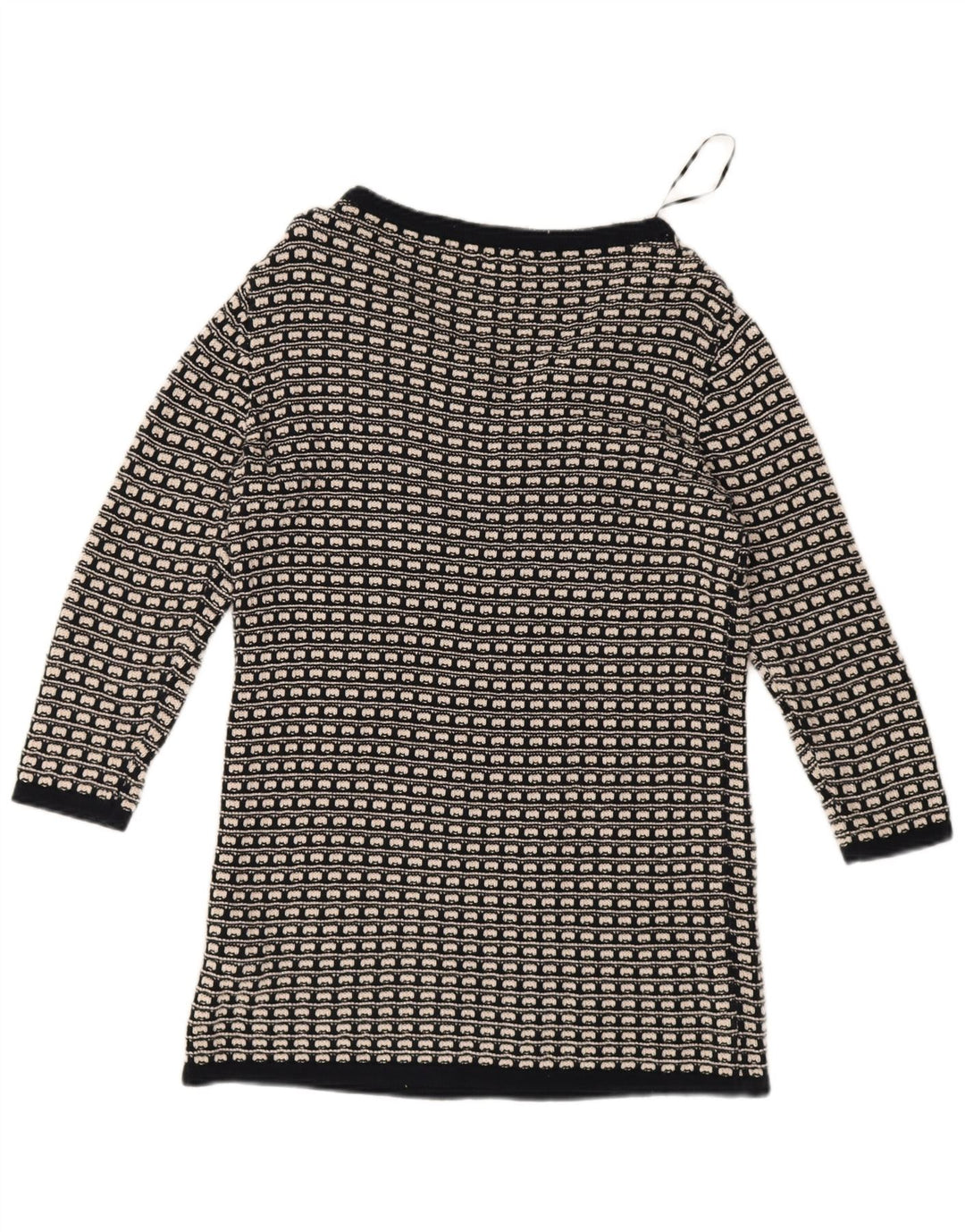 Marks & Spencer Dame Strik Tunika Kjole UK 8 Lille Sort Geometrisk
