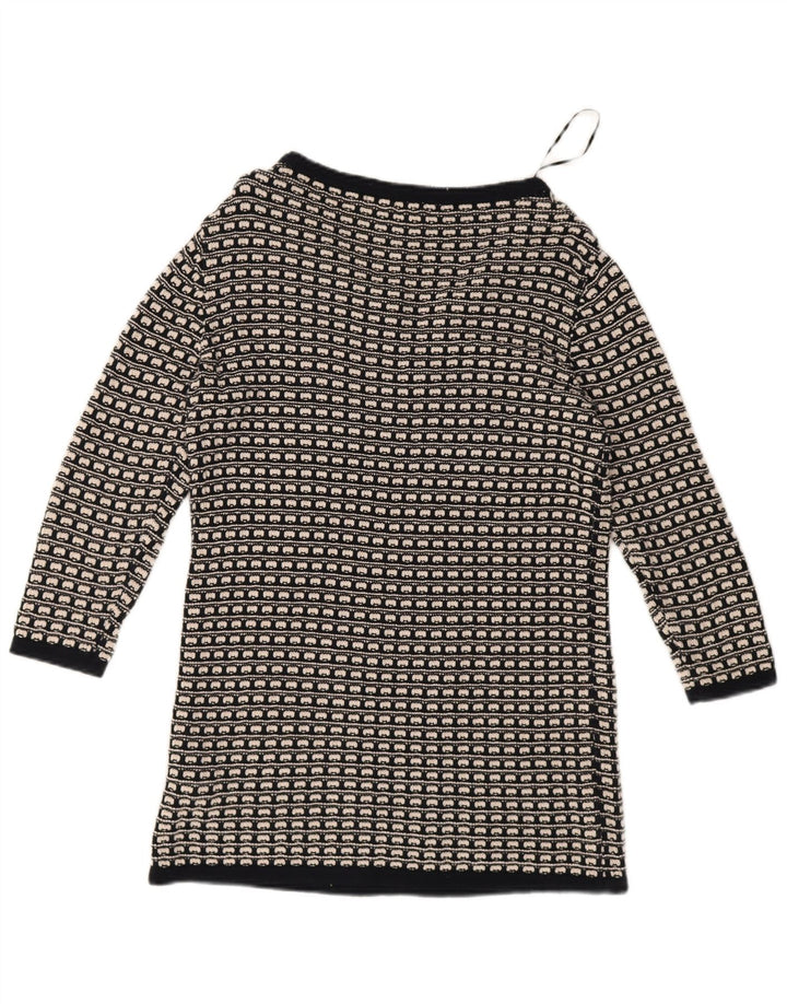 Marks & Spencer Dame Strik Tunika Kjole UK 8 Lille Sort Geometrisk