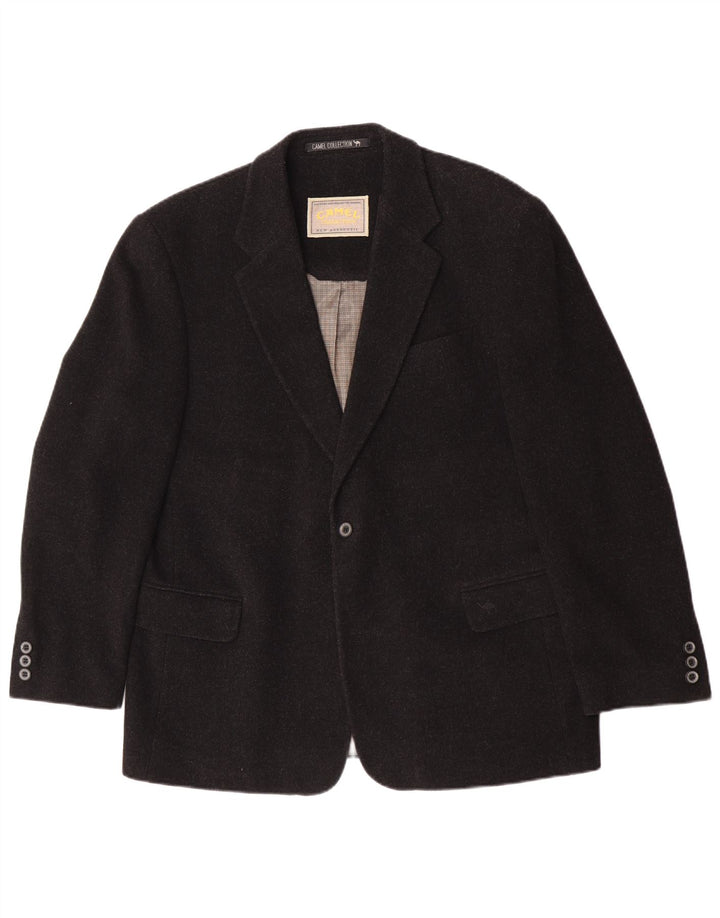 Camel Active Herre 1 Knap Blazer Jacket UK 40 XL Sort Virgin Wool