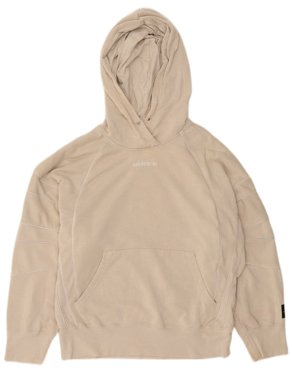 Adidas Dame Oversized Hoodie Jumper UK 10 Small Beige Bomuld