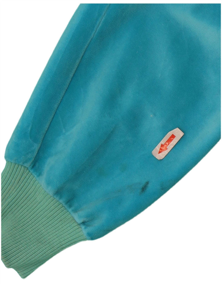 Codice Dame Velour Sweatshirt Jumper UK 12 Medium Blue Colourblock Bomuld