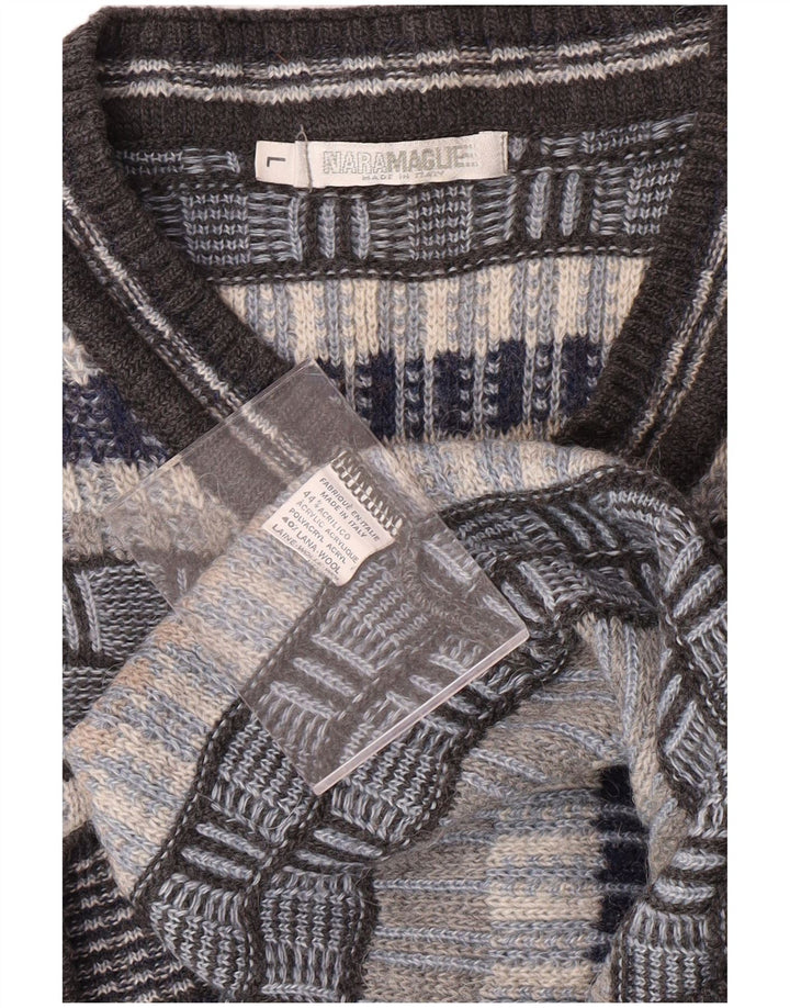 NARAMAGLIE Herre V-hals sweater Stor blå stribet akryl