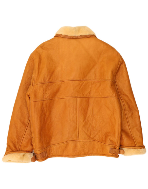 VINTAGE Herre Shearling Jacket IT 52 XL Beige Shearling