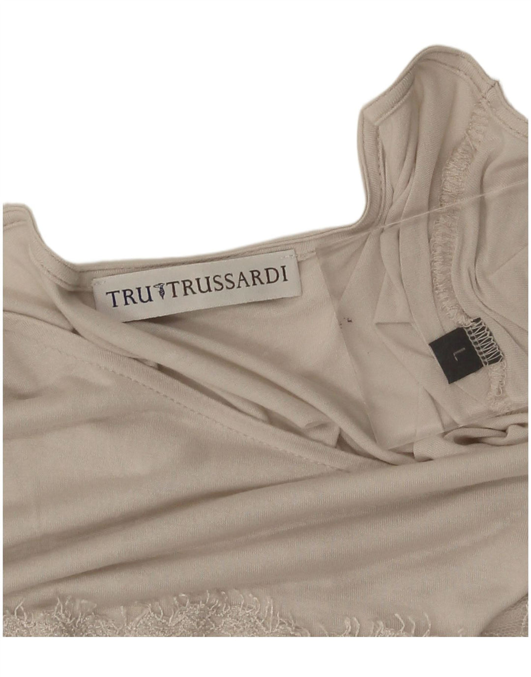 Trussardi Dame Bluse Top UK 14 Stor Beige