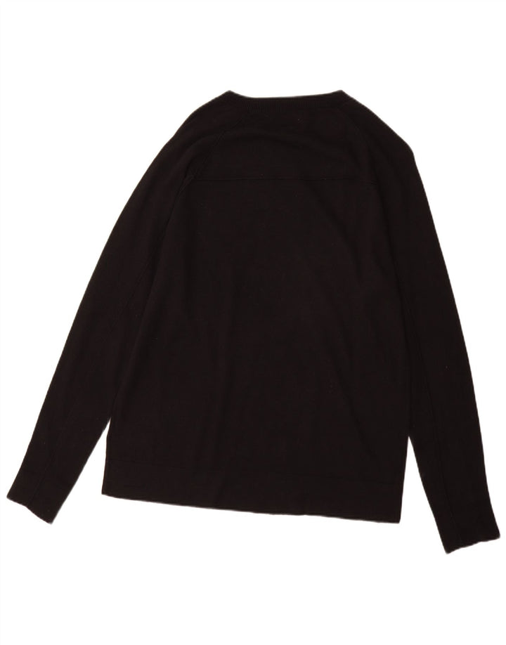 Farhi Herre Boat Neck Jumper Sweater Stor Sort Bomuld