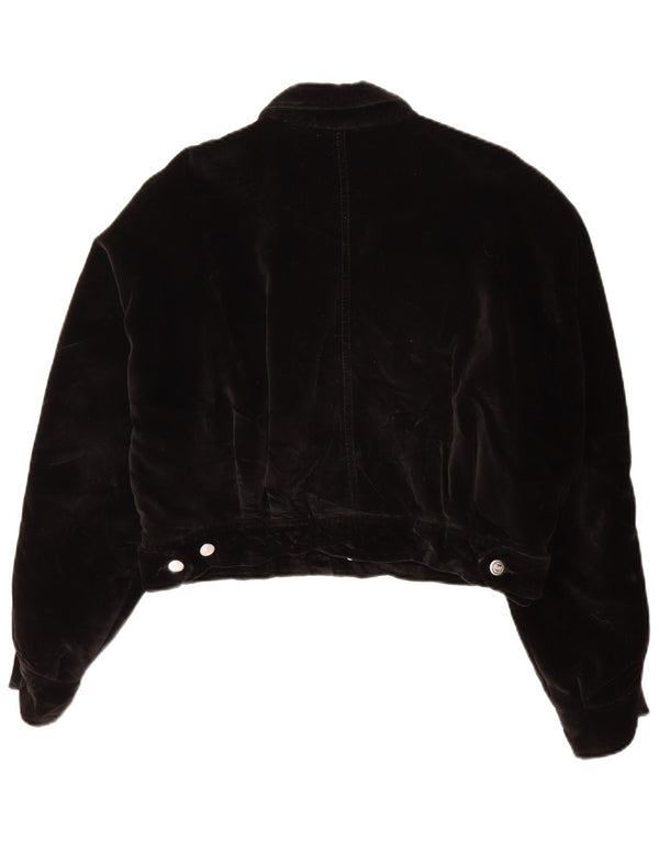 Rifle Dame Crop Velvet Bomber Jacket UK 12 Medium Sort Bomuld
