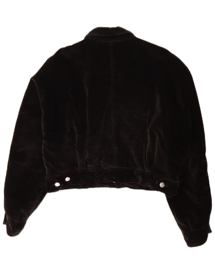 Rifle Dame Crop Velvet Bomber Jacket UK 12 Medium Sort Bomuld