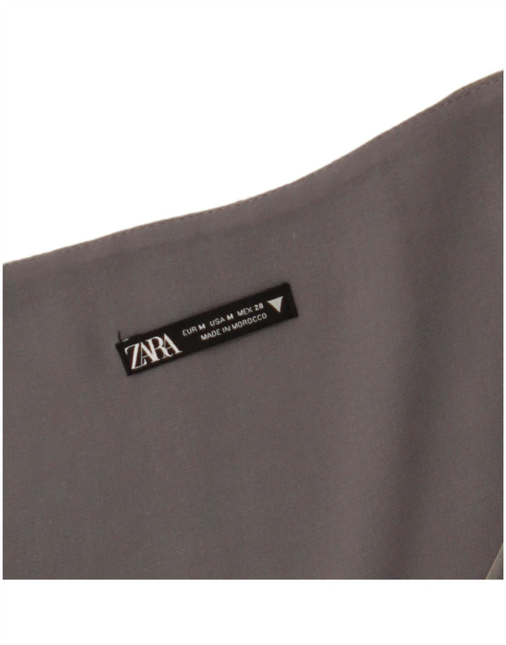 ZARA Womens Crop Blouse Top UK 12 Medium Grey