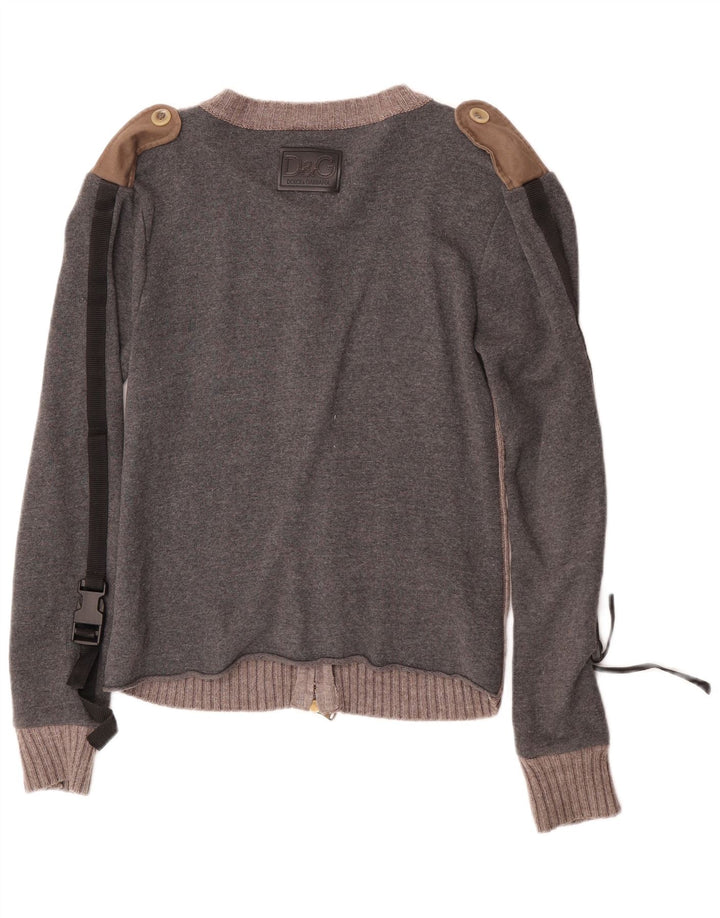 Dolce & Gabbana Herre Cardigan Sweater UK 10 Small Grey Colourblock Bomuld