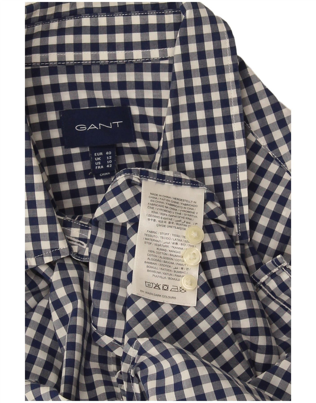 Gant Dameskjorte UK 12 Medium Blue Gingham Cotton