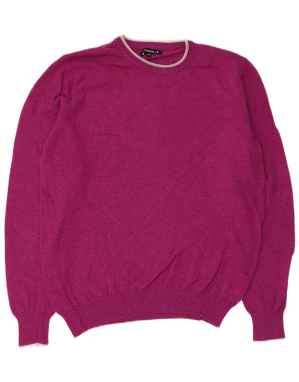 Bedste firma Herre rund hals sweater medium lilla Merino uld
