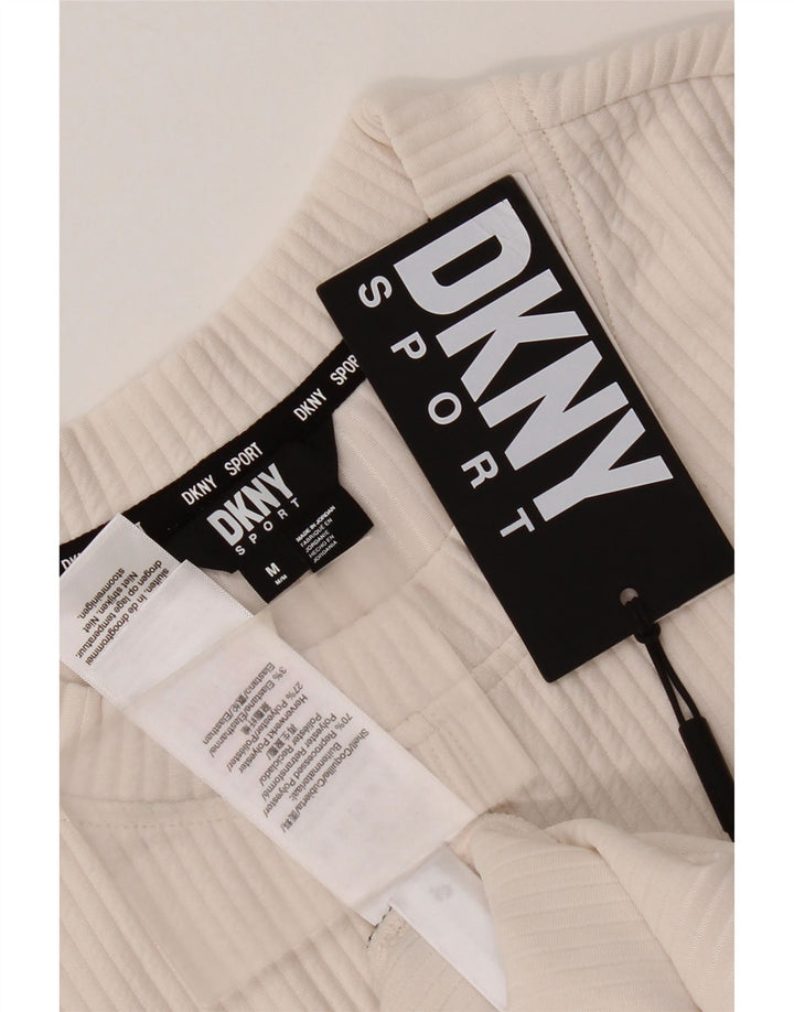 Dkny Womens Sweatshirt Jumper UK 14 Medium Off White Polyester