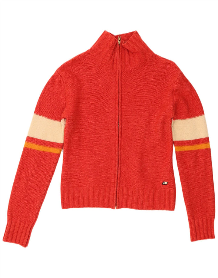 Asics Dame Cardigan Sweater UK 10 Small Red Colourblock Lammeuld