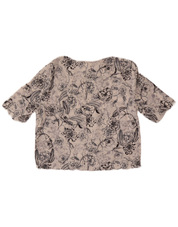 Zara Womens Crop Bluse Top UK 6 XS White Floral