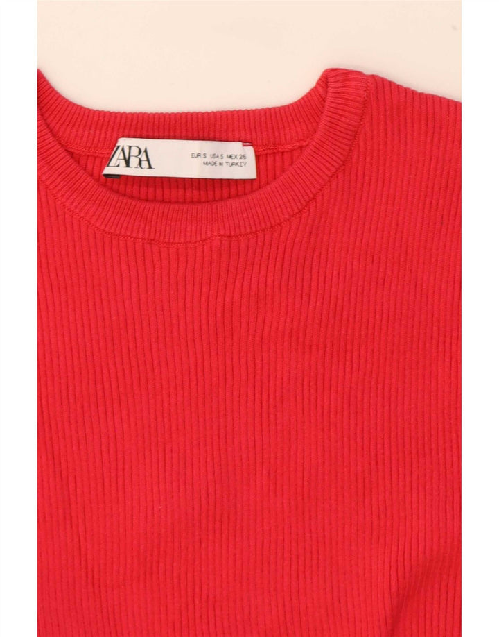 Zara Womens Crop Ærmeløs bluse Top UK 8 Small Red