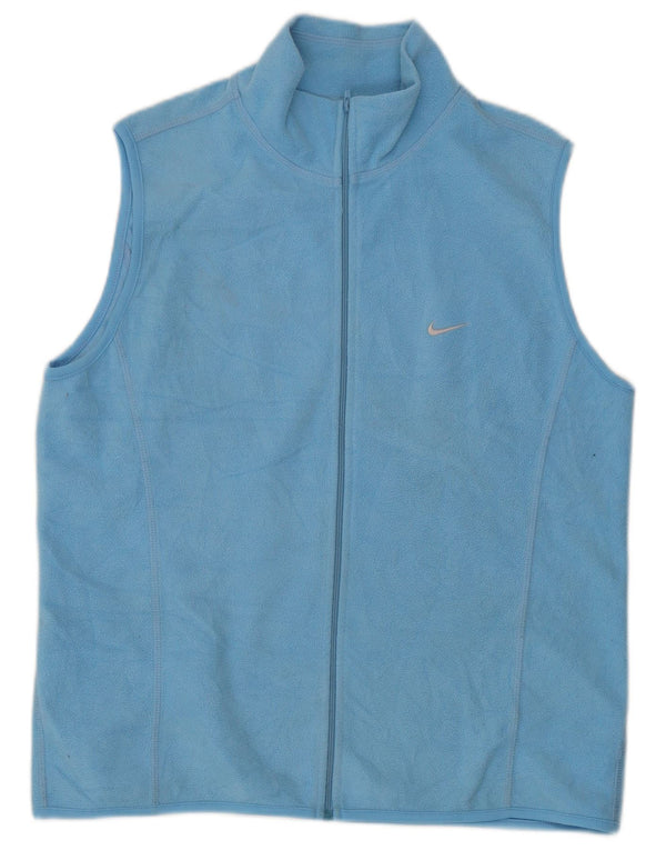 Nike Dame Fleece Gilet UK 14 Large Blue Polyester