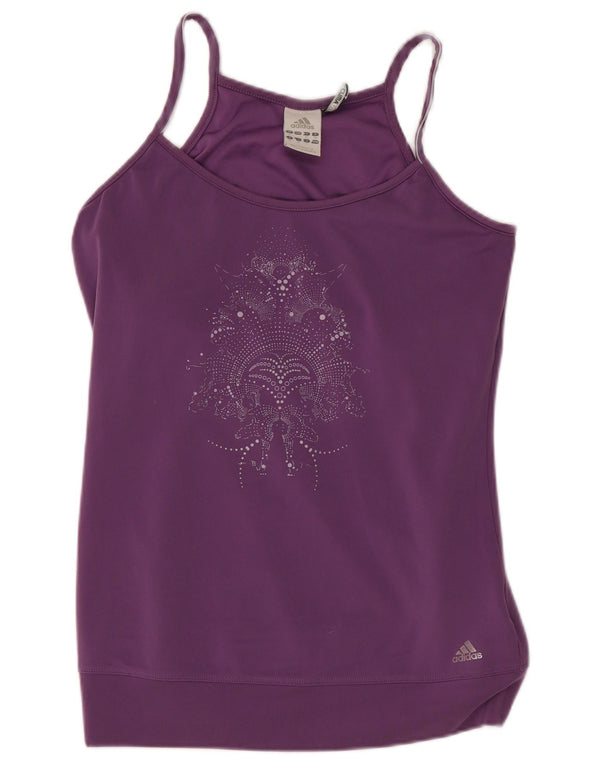 Adidas Womens Climalite Graphic Vest Top UK 12 Medium Purple Paisley
