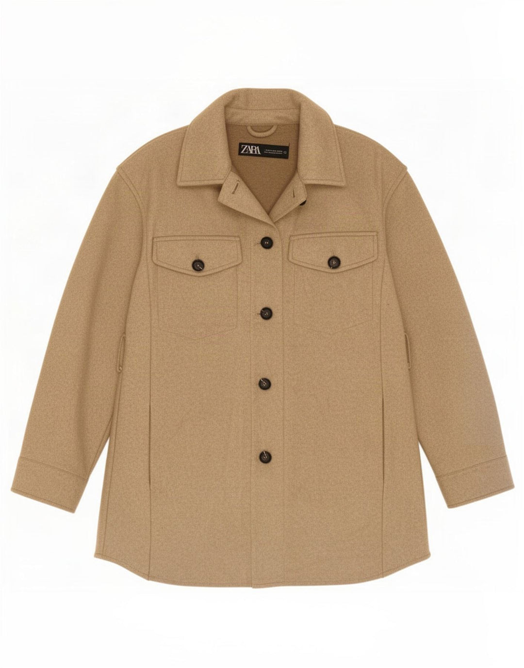 Zara Womens Utility Jacket UK 6 XS Beige Polyester