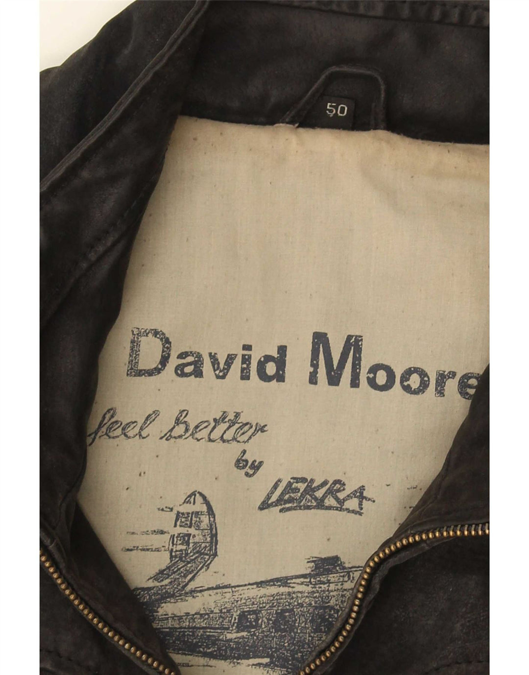 David Moore Herre Læder Gilet IT 50 Large Sort