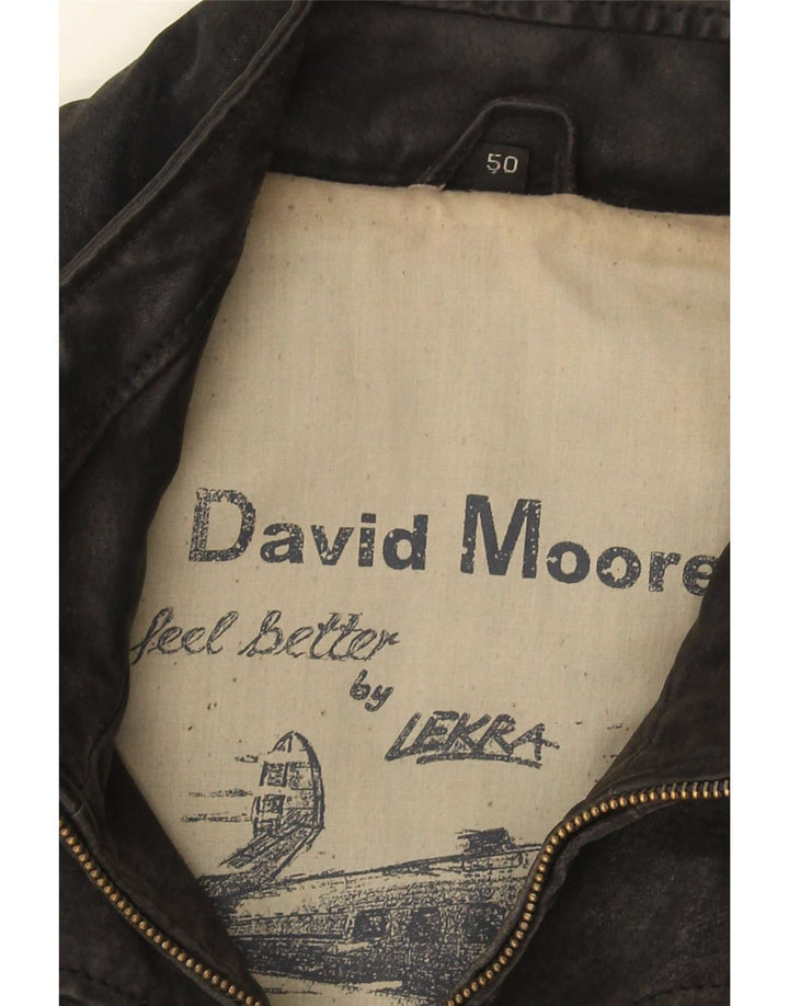 David Moore Herre Læder Gilet IT 50 Large Sort