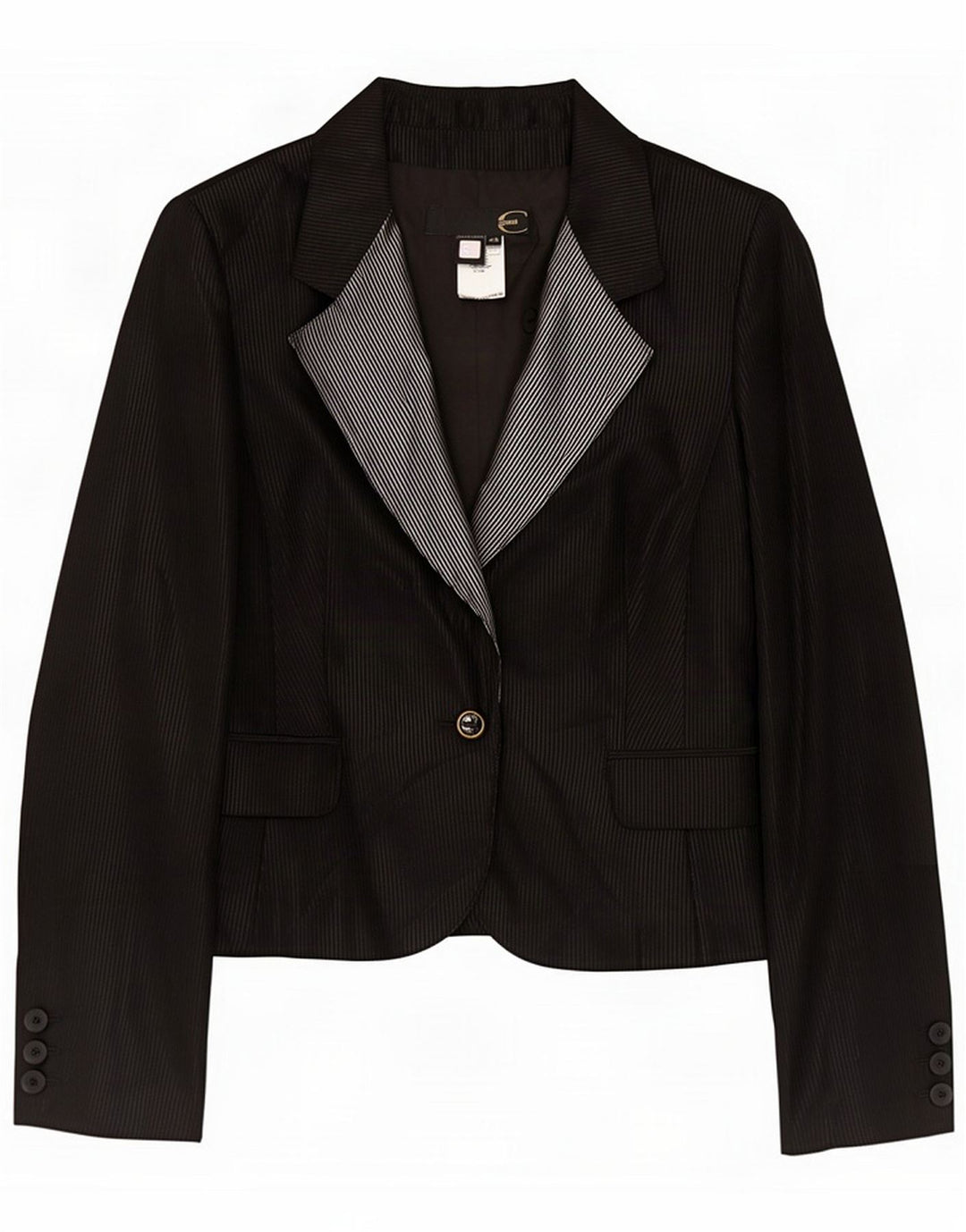 Just Cavalli Dame 1 Knaps Blazer Jacket IT 46 Large Black Pinstripe Wool