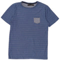 Zara Herre T-Shirt Top XL Blå Stribet Bomuld