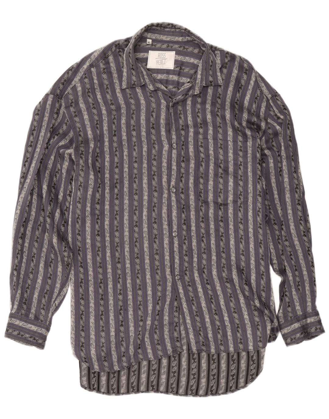 Vintage herreskjorte XL gråstribet bomuld