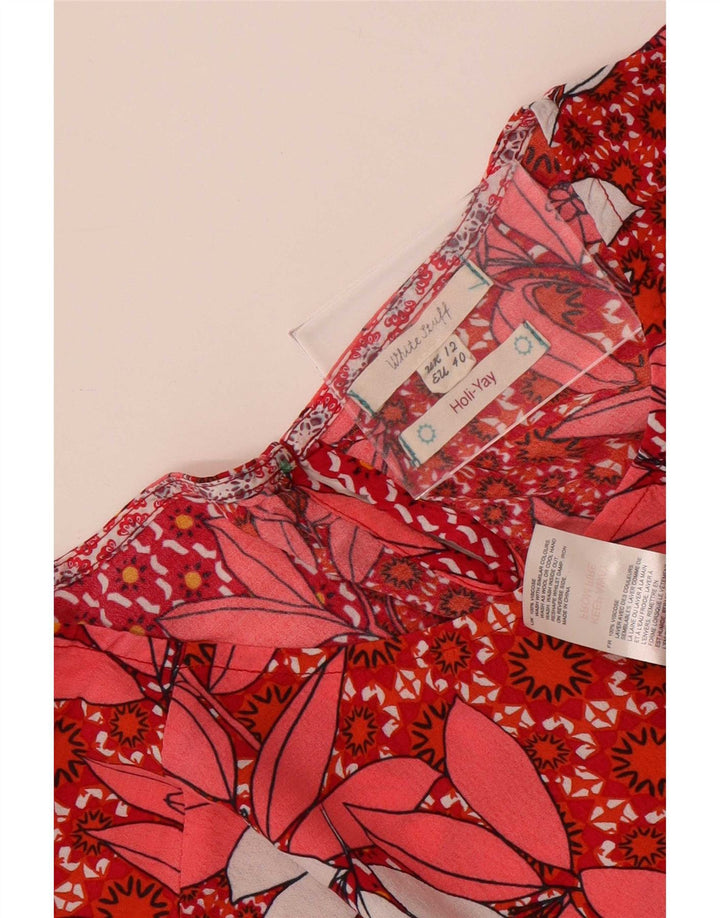 White Stuff Damebluse Top UK 12 Medium Red Floral Viscose