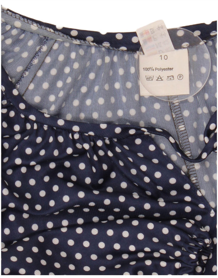Vintage Dame Se Through A-Line Kjole UK 10 Small Navy Blue Polyester