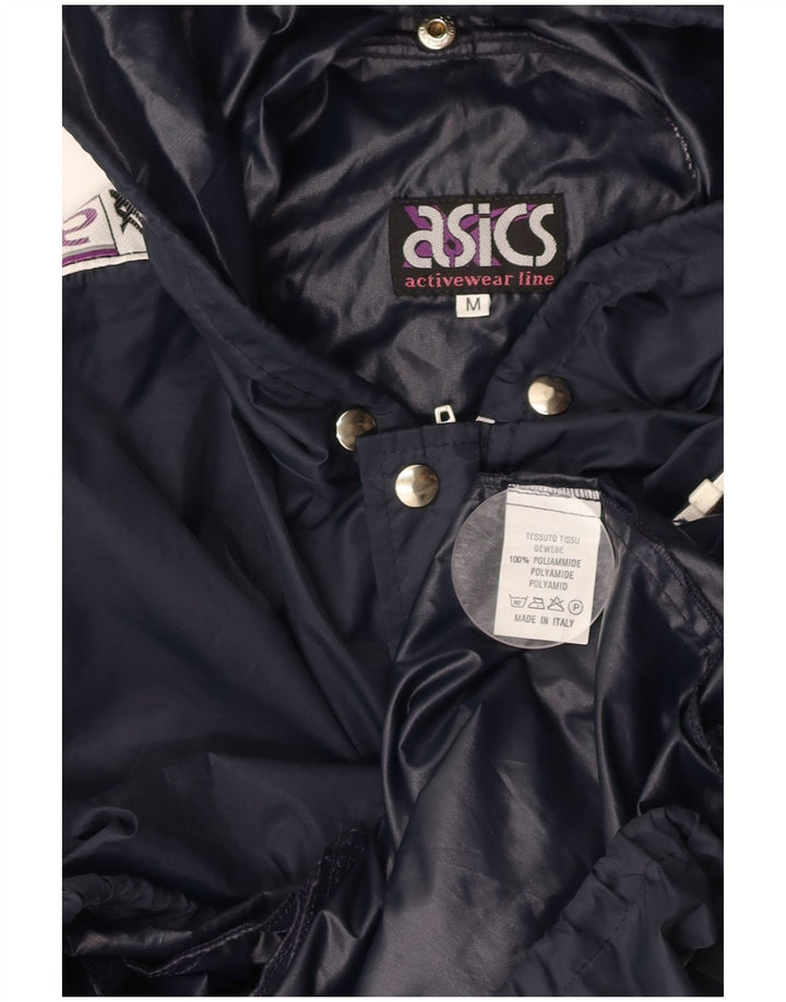 ASICS Mens Hooded Rain Jacket UK 38 Medium Navy Blue Polyamide